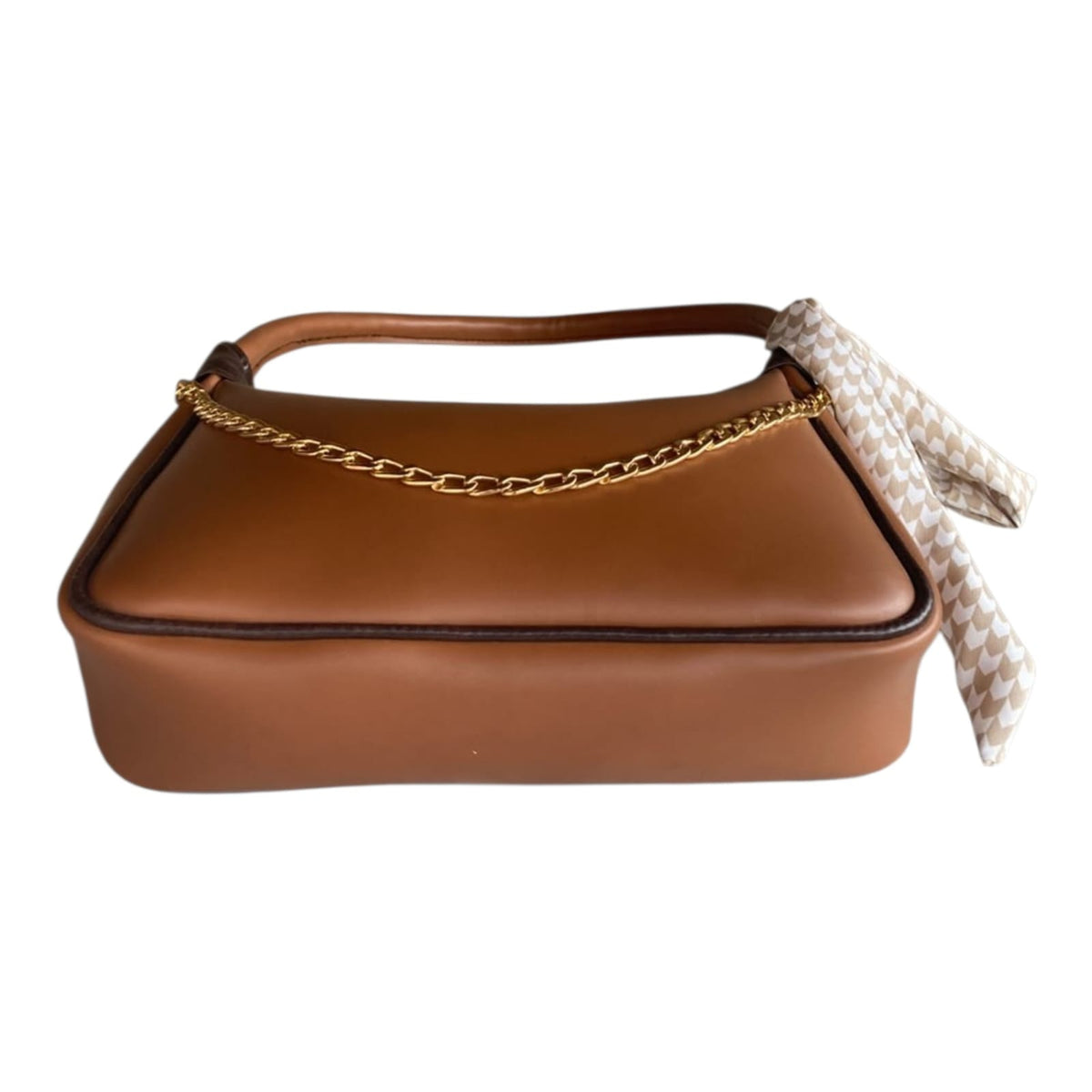 Silk Shoulder Bag Mustard and Brown