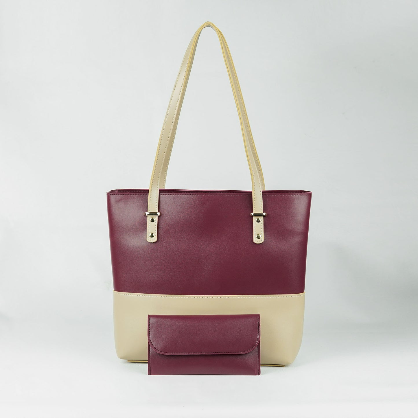 Berry Tote Bag set of 2 Maroon & Beige