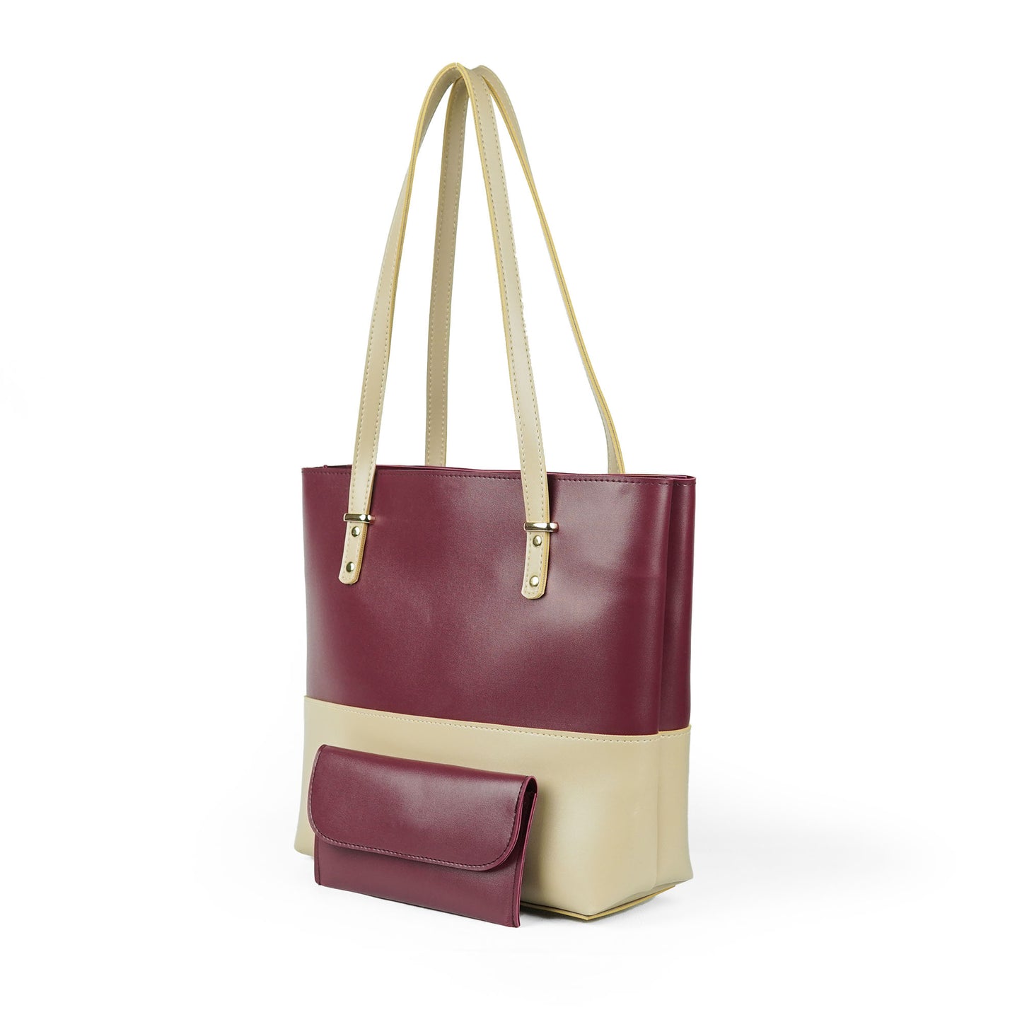 Berry Tote Bag set of 2 Maroon & Beige