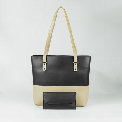 Berry Tote Bag set of 2 Black & Beige