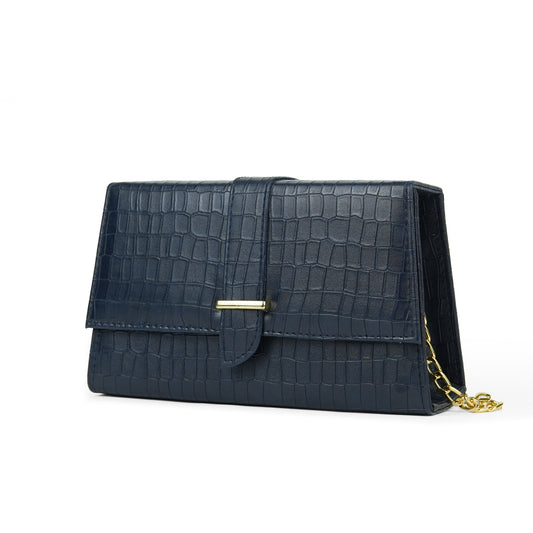 Alexa Crossbody Croc Navy Blue