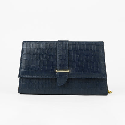 Alexa Crossbody Croc Navy Blue