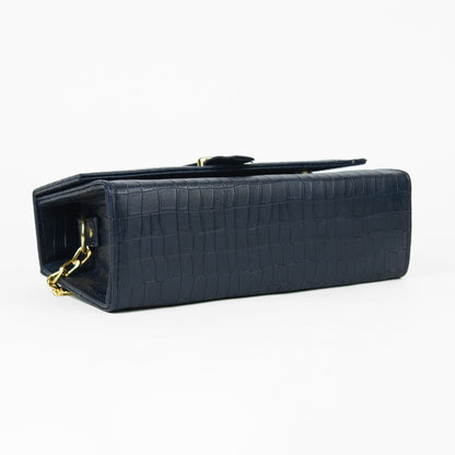 Alexa Crossbody Croc Navy Blue