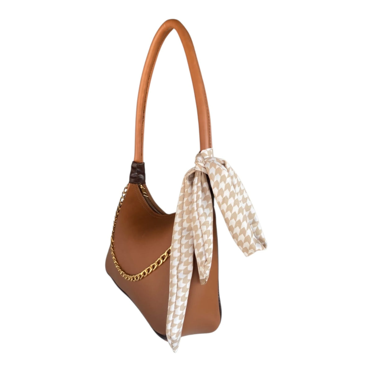 Silk Shoulder Bag Mustard and Brown