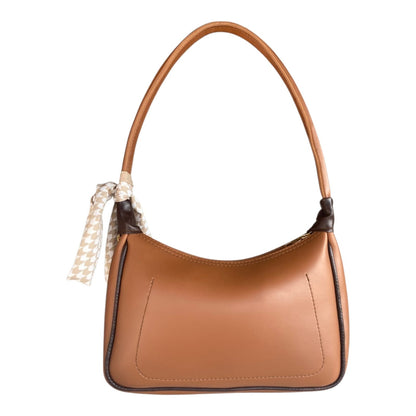 Silk Shoulder Bag Mustard and Brown