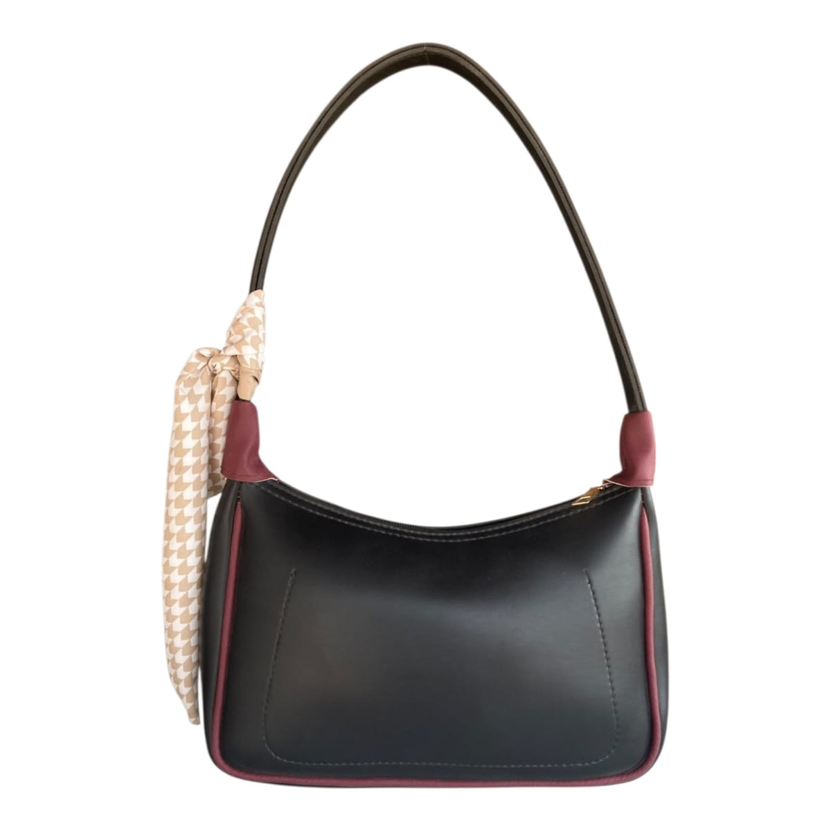 Silk Shoulder Bag Black and Maroon