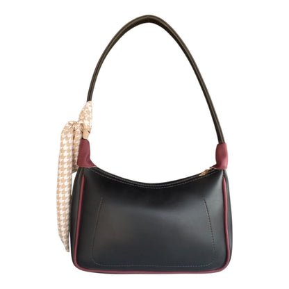 Silk Shoulder Bag Black and Maroon