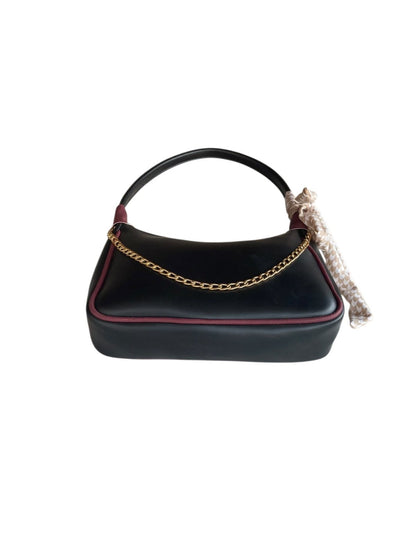 Silk Shoulder Bag Black and Maroon
