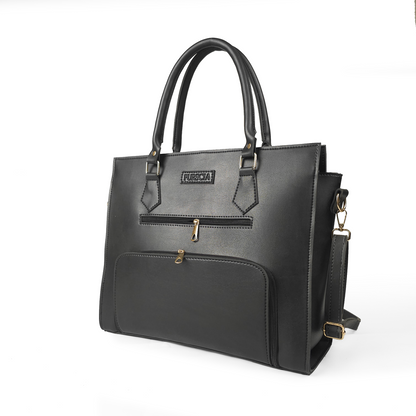 Aria Multi-Pocket Shoulder Tote - Black
