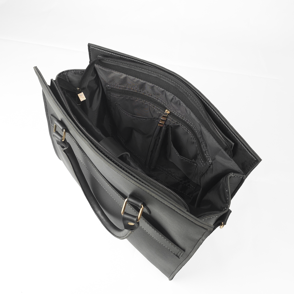 Aria Multi-Pocket Shoulder Tote - Black