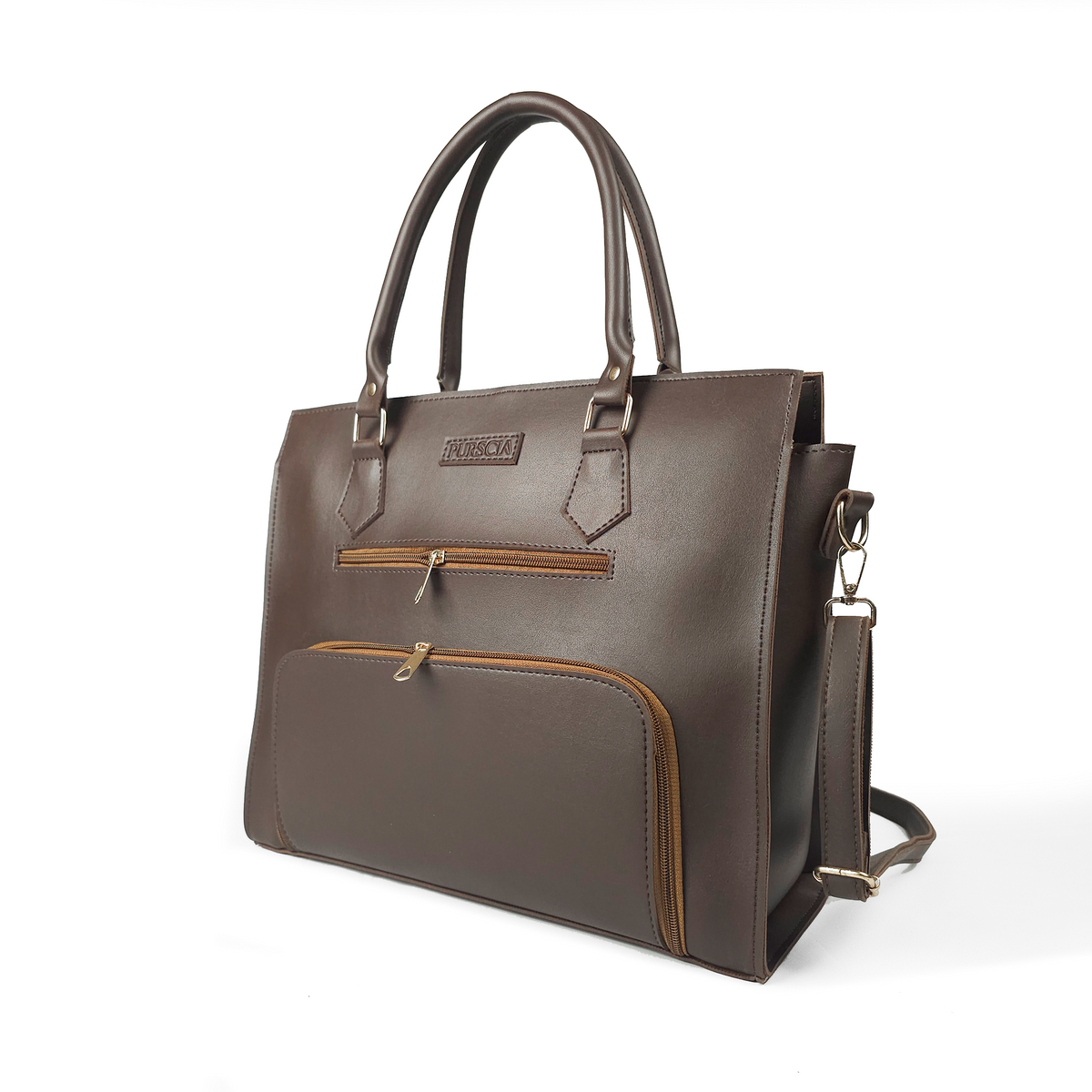 Aria Multi-Pocket Shoulder Tote - Brown