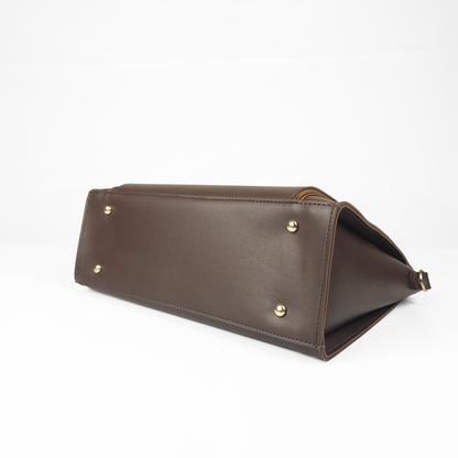 Aria Multi-Pocket Shoulder Tote - Brown