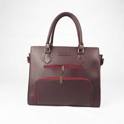 Aria Multi-Pocket Shoulder Tote - Maroon