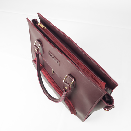 Aria Multi-Pocket Shoulder Tote - Maroon