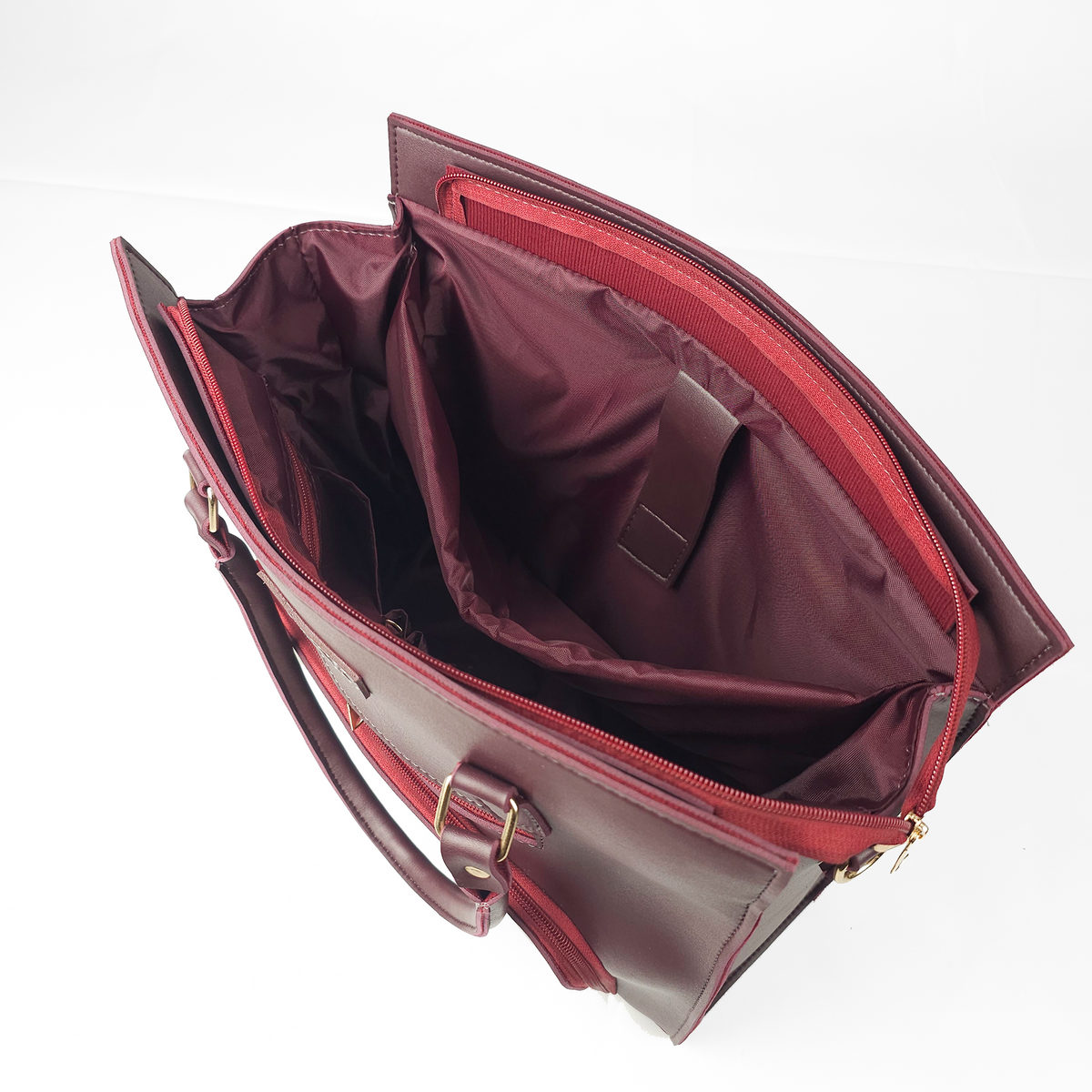 Aria Multi-Pocket Shoulder Tote - Maroon