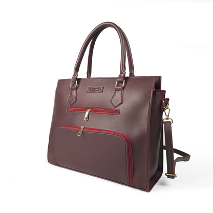 Aria Multi-Pocket Shoulder Tote - Maroon
