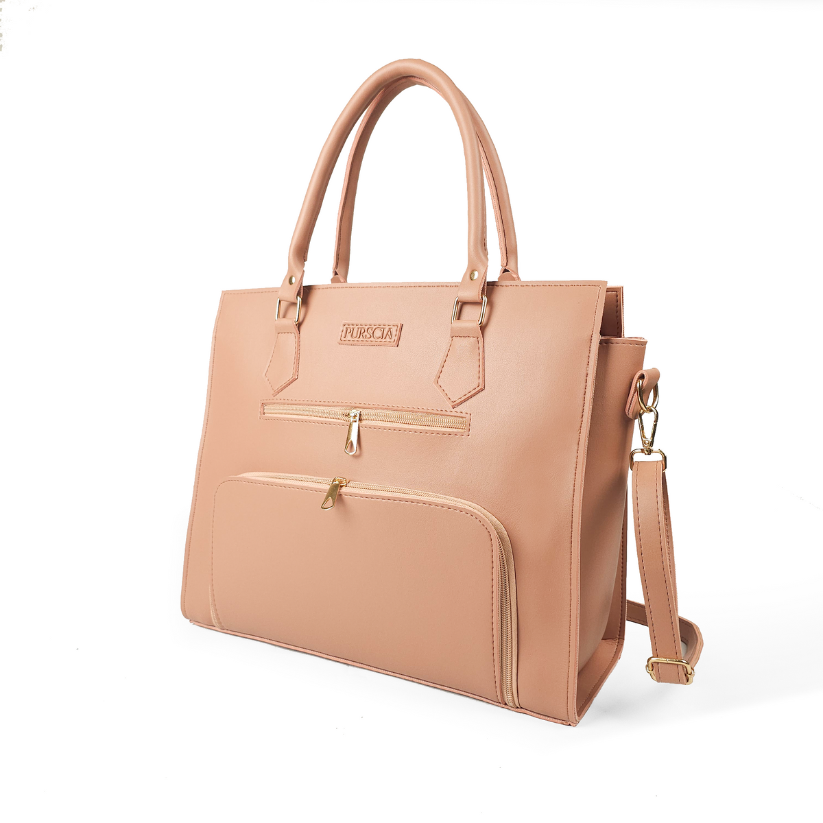 Aria Multi-Pocket Shoulder Tote - Peach