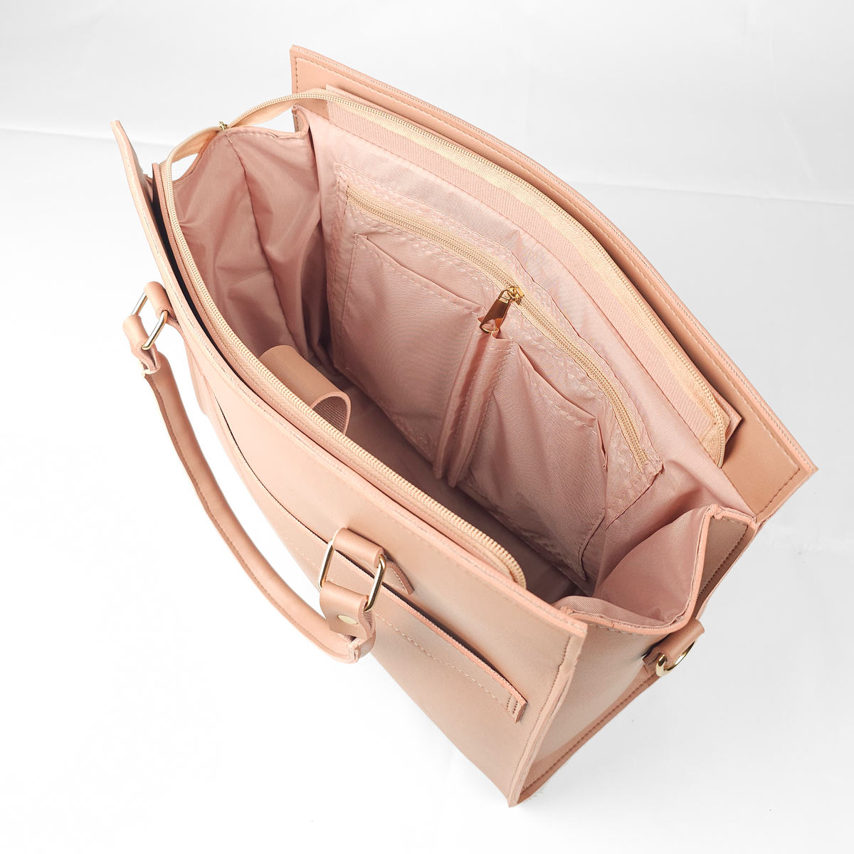 Aria Multi-Pocket Shoulder Tote - Peach