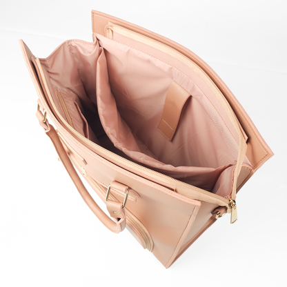 Aria Multi-Pocket Shoulder Tote - Peach